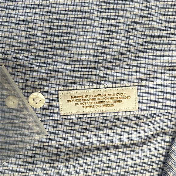 Roundtree & Yorke Blue Dress Shirt Classic Gingham - Picture 6 of 10